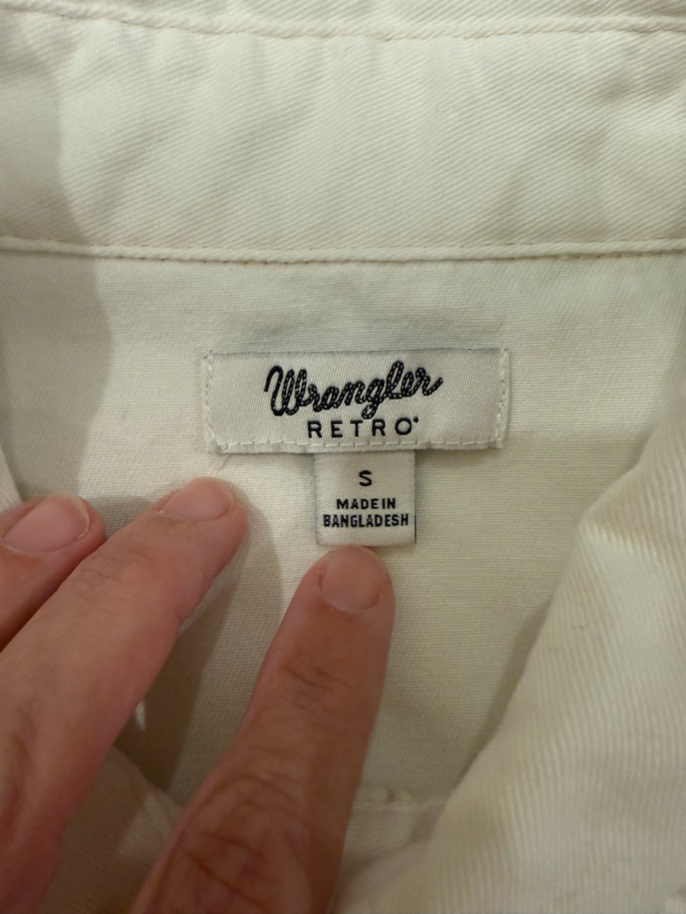 Wrangler retro horse embroidered cotton boyfriend shirt cream womens S - Picture 4 of 5